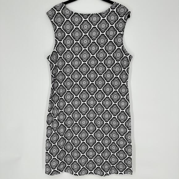 Boden Sleeveless Jersey Cotton Black White Shift V-Back Dress Womens 8R - Picture 2 of 9
